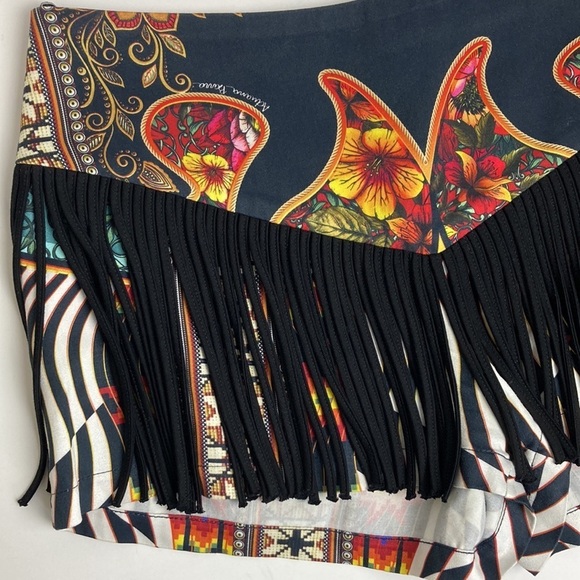 Adriana Barra Fringe Shorts 36 Brazilian Designer Hippie Boho Goth Festival - Picture 3 of 16